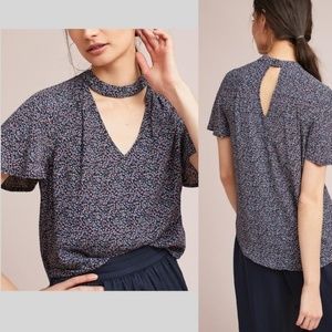 Anthropologie Maeve Bella Floral Choker Blouse M